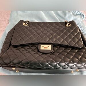 Tiffany & Fred Quilted Black Chain Shoulder bag